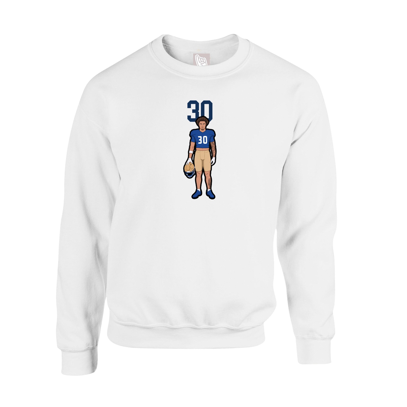 Fleece Crew — Number Top in White