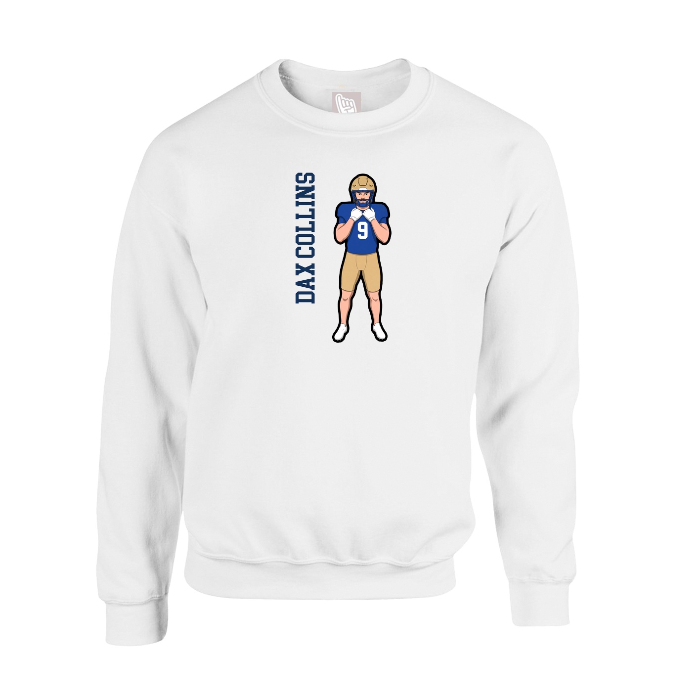 Fleece Crew — Name Vertical in White