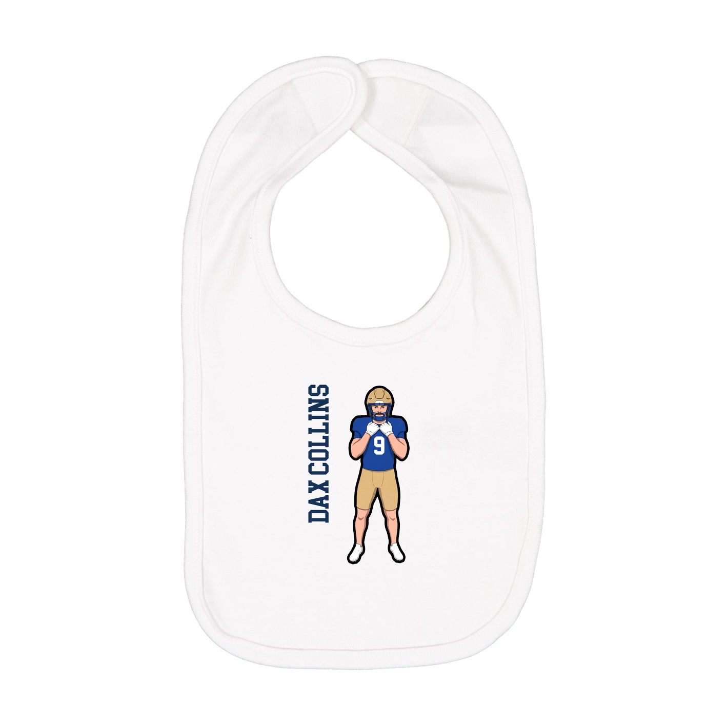 Infant Bib — Name Vertical in White