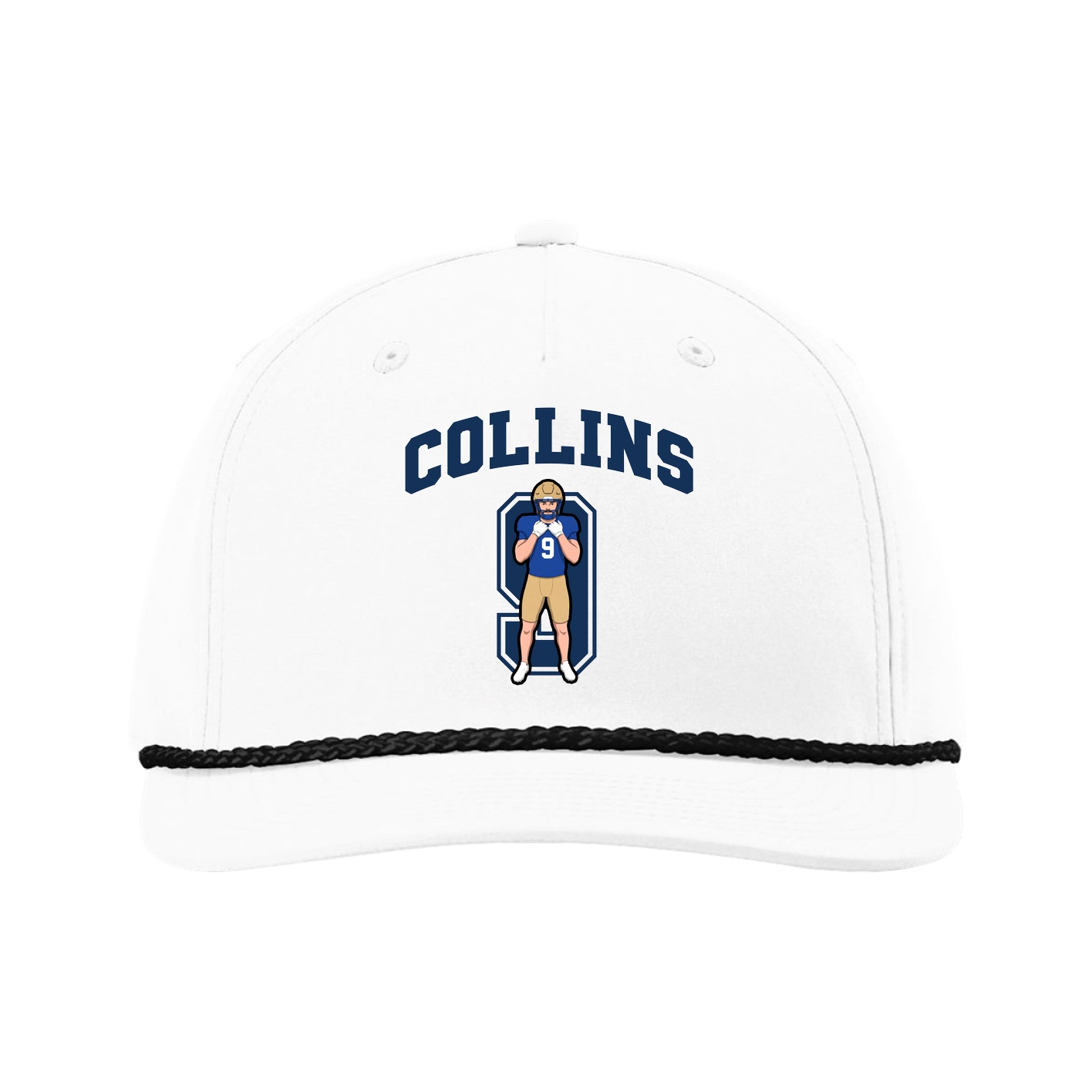 Five-Panel Classic Rope Cap — Number in White