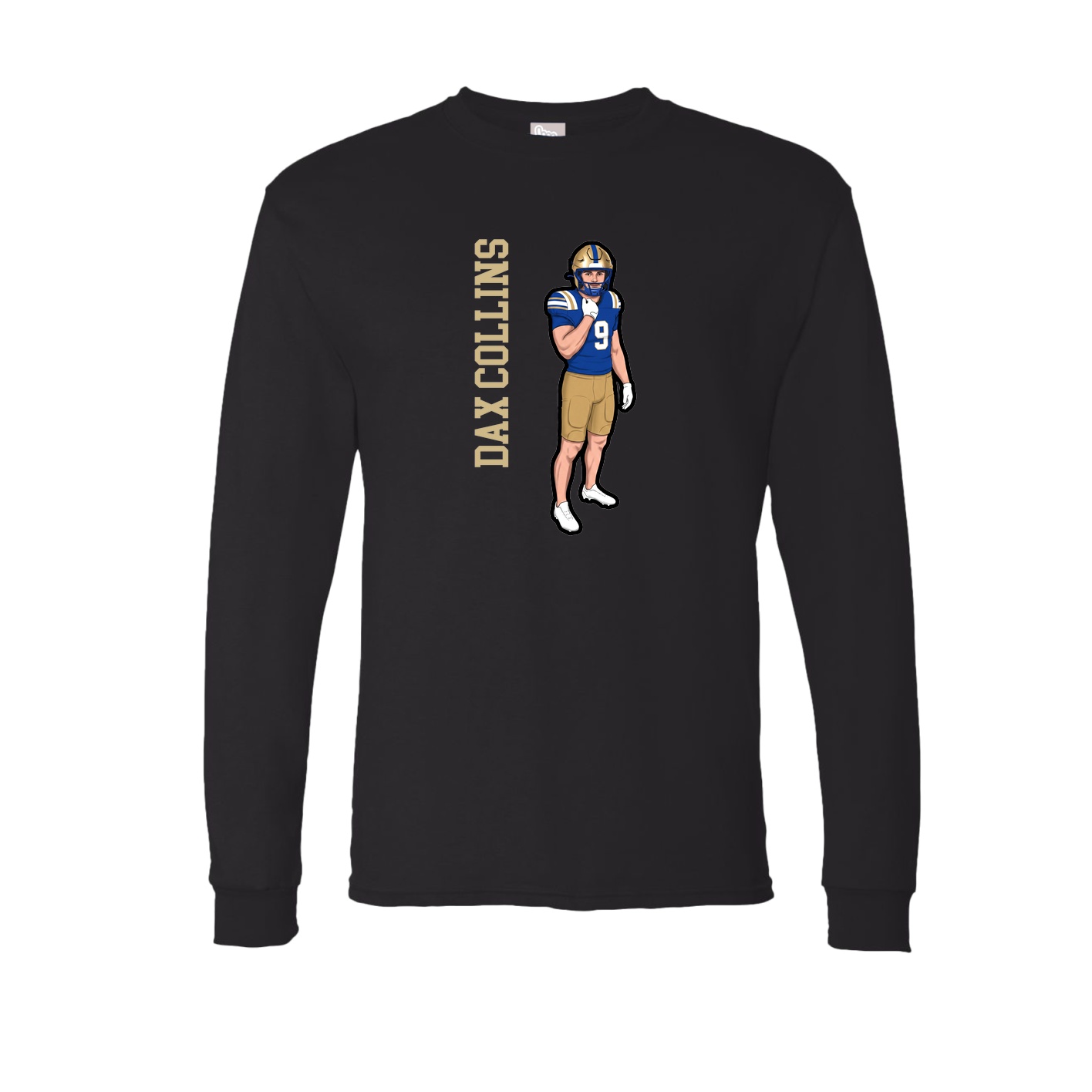 Long Sleeve Tee — Name Vertical in Black