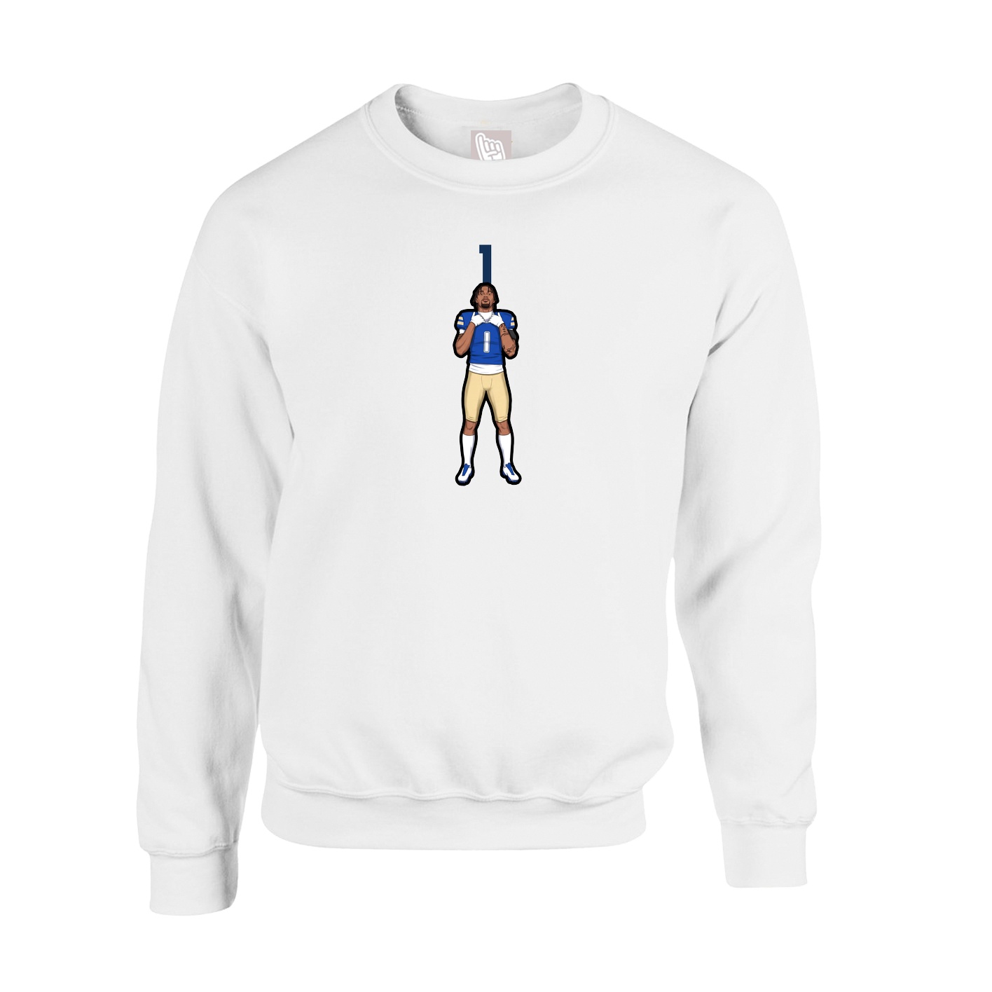 Fleece Crew — Number Top in White