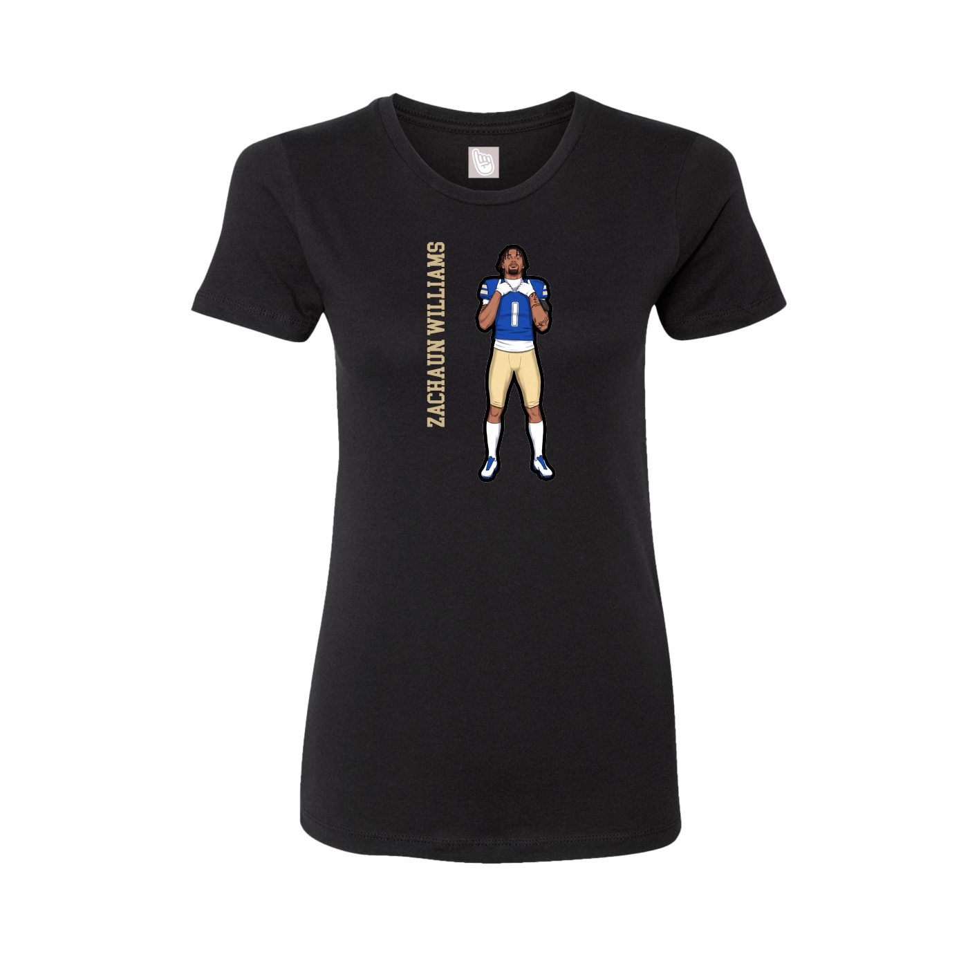 Fitted Women's Tee — Name Vertical in Black