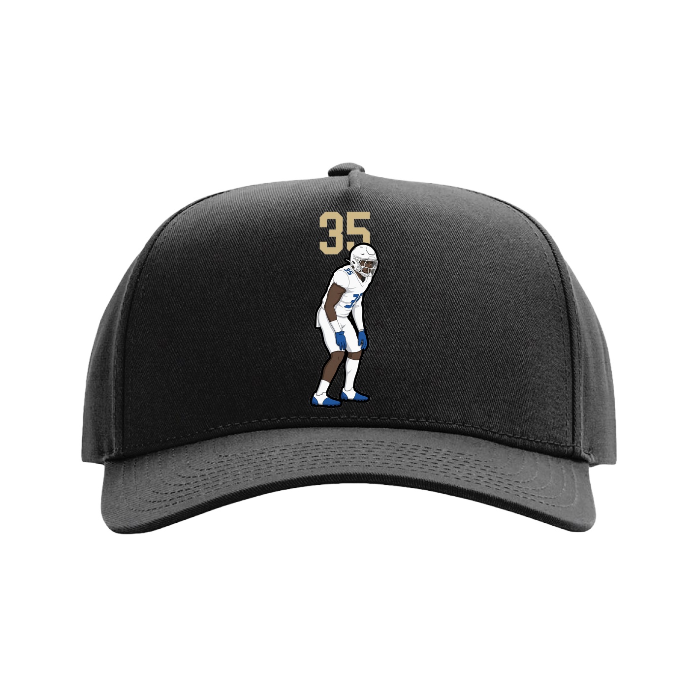 Full Fabric Five-Panel Champ Cap — Number Top in Black