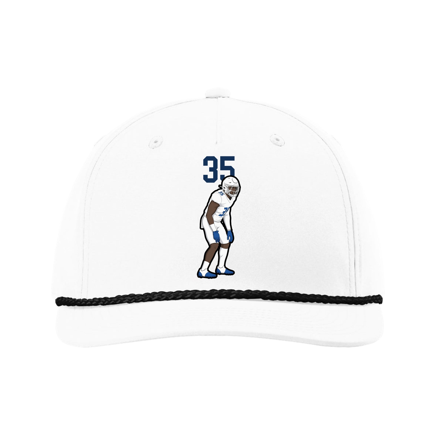 Five-Panel Classic Rope Cap — Number Top in White