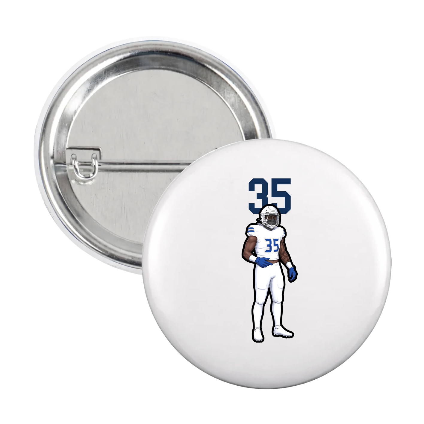 Game Day Button — Number Top in White