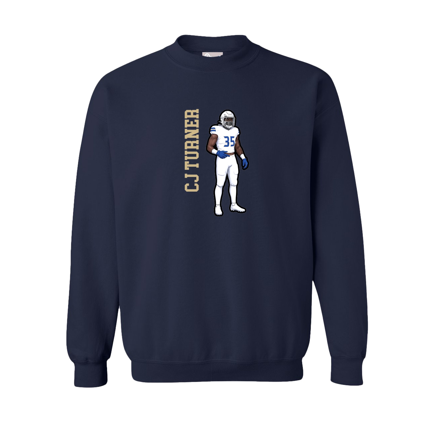 Fleece Crew — Name Vertical in Navy