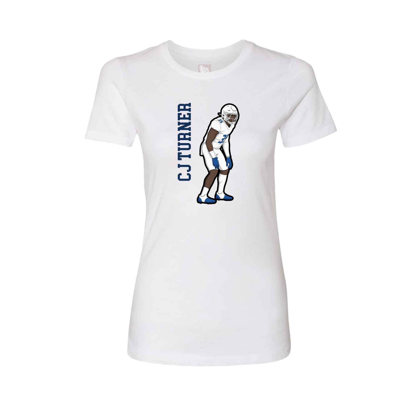 Fitted Women's Tee — Name Vertical in White