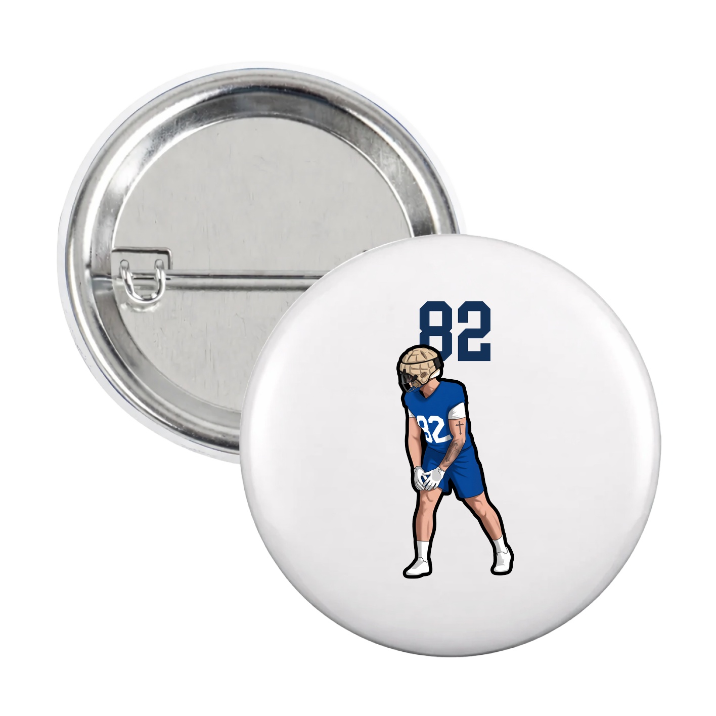 Game Day Button — Number Top in White