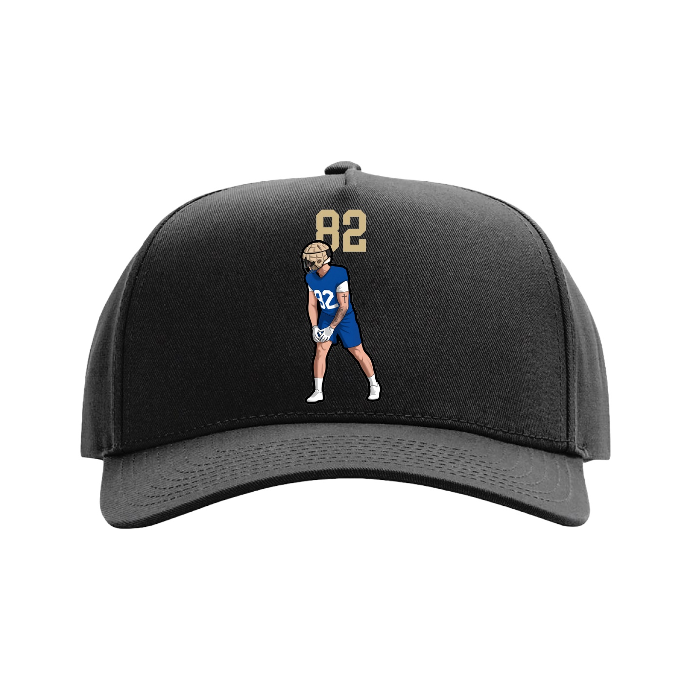 Full Fabric Five-Panel Champ Cap — Number Top in Black