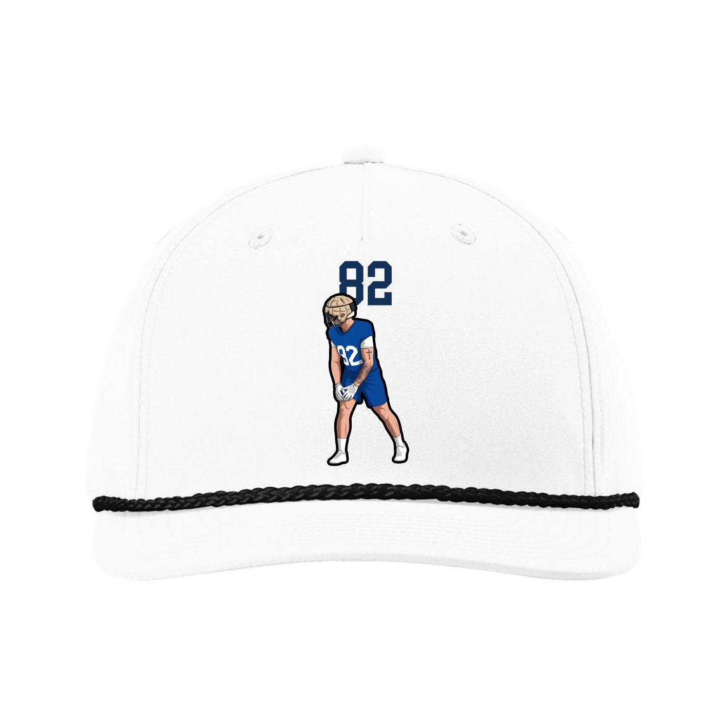 Five-Panel Classic Rope Cap — Number Top in White