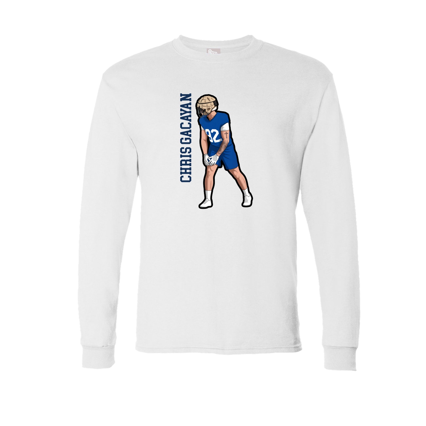 Long Sleeve Tee — Name Vertical in White