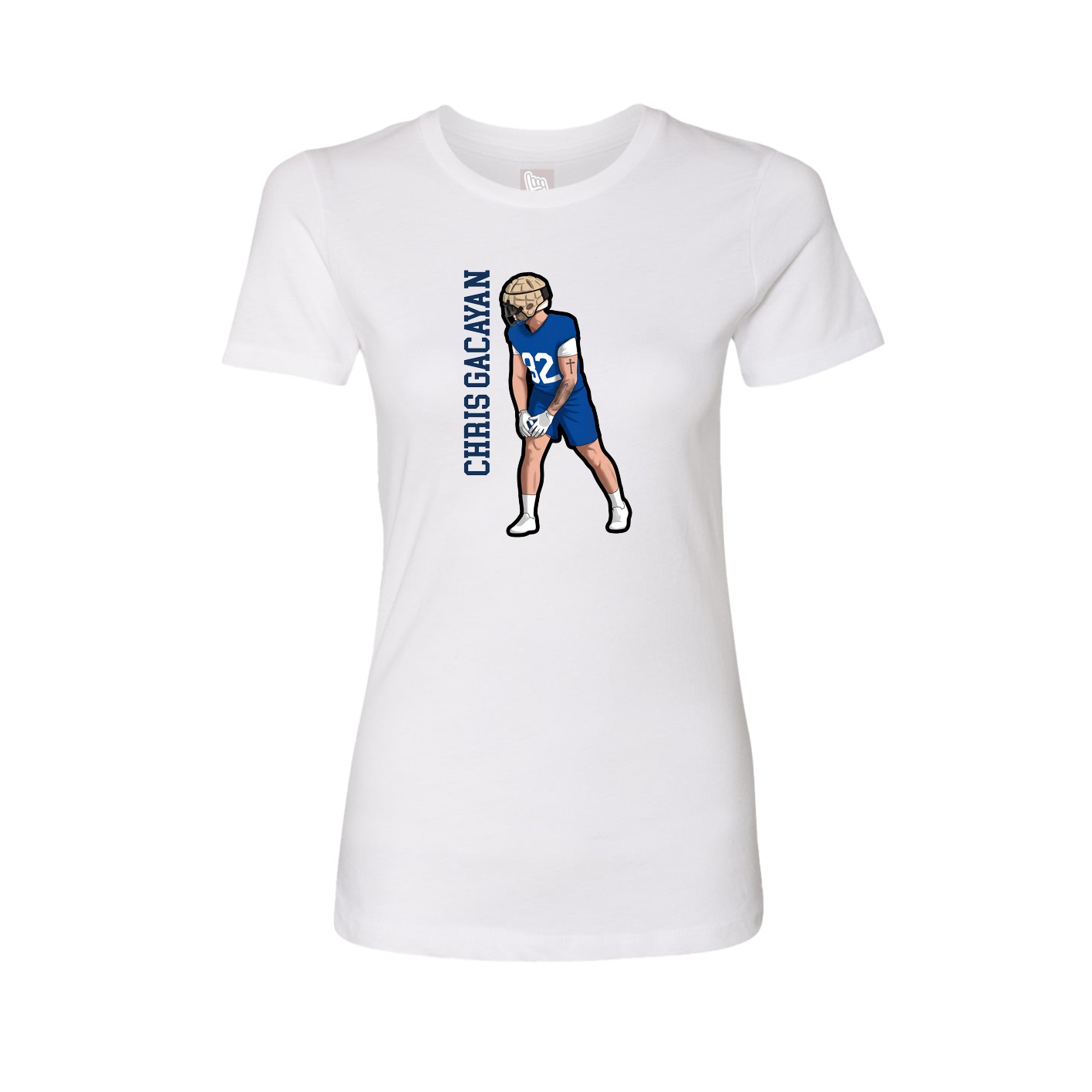 Fitted Women's Tee — Name Vertical in White