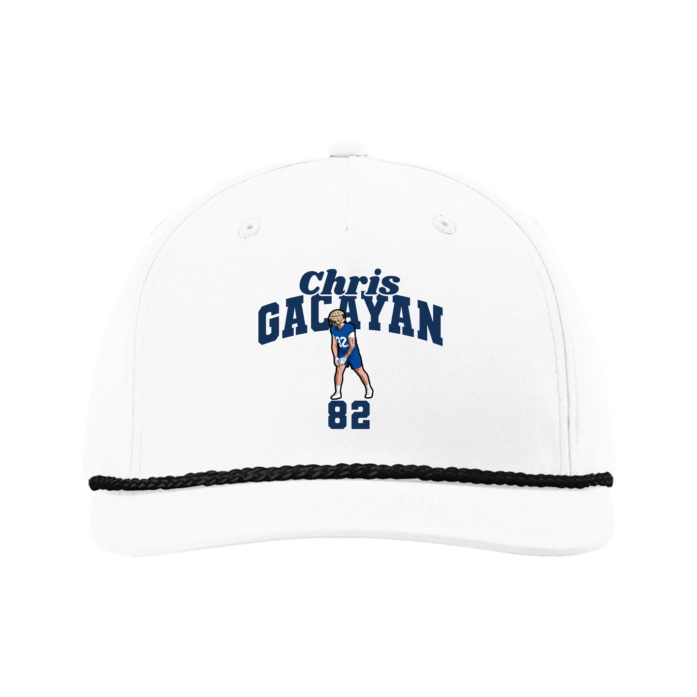 Five-Panel Classic Rope Cap — Signature Arch in White