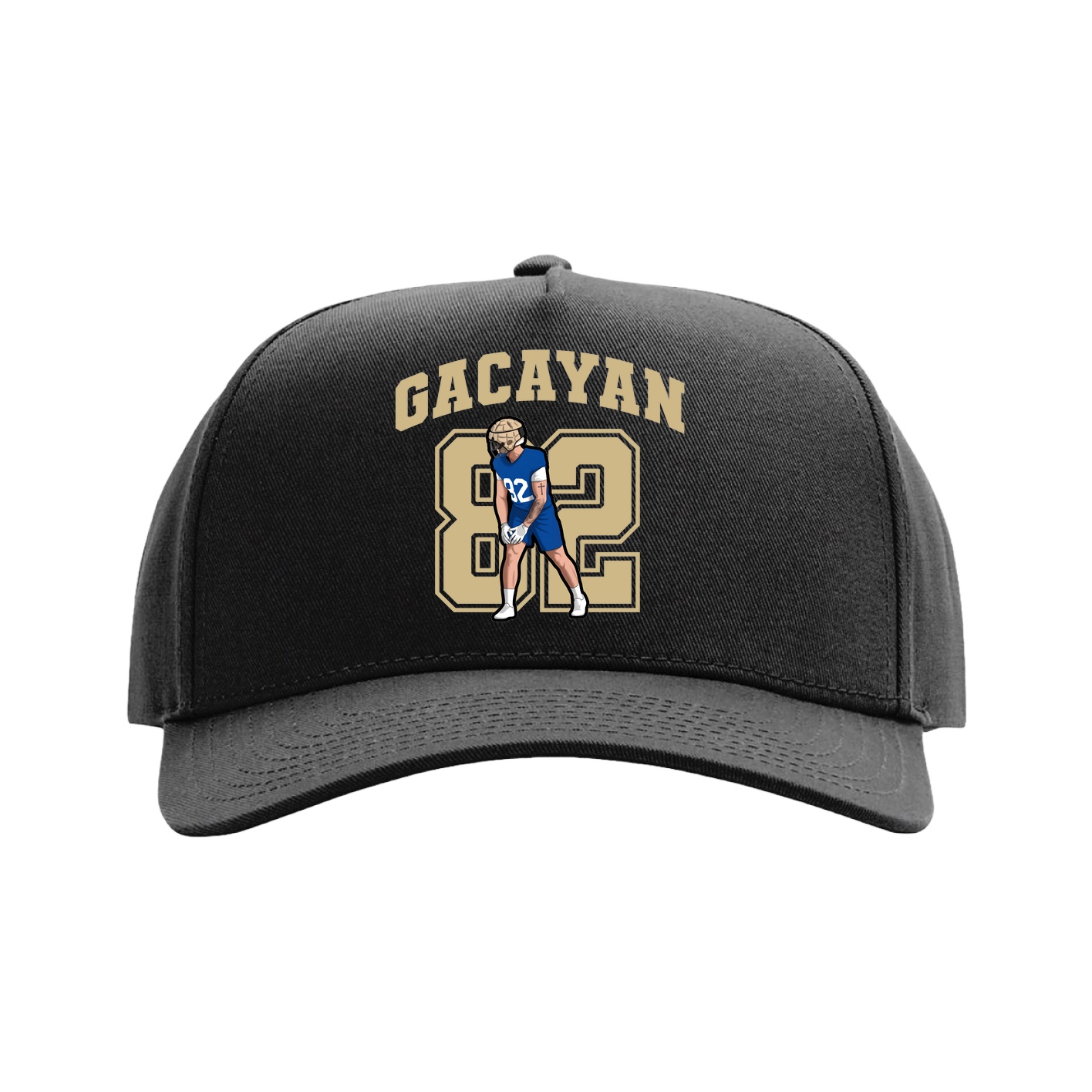 Full Fabric Five-Panel Champ Cap — Number in Black