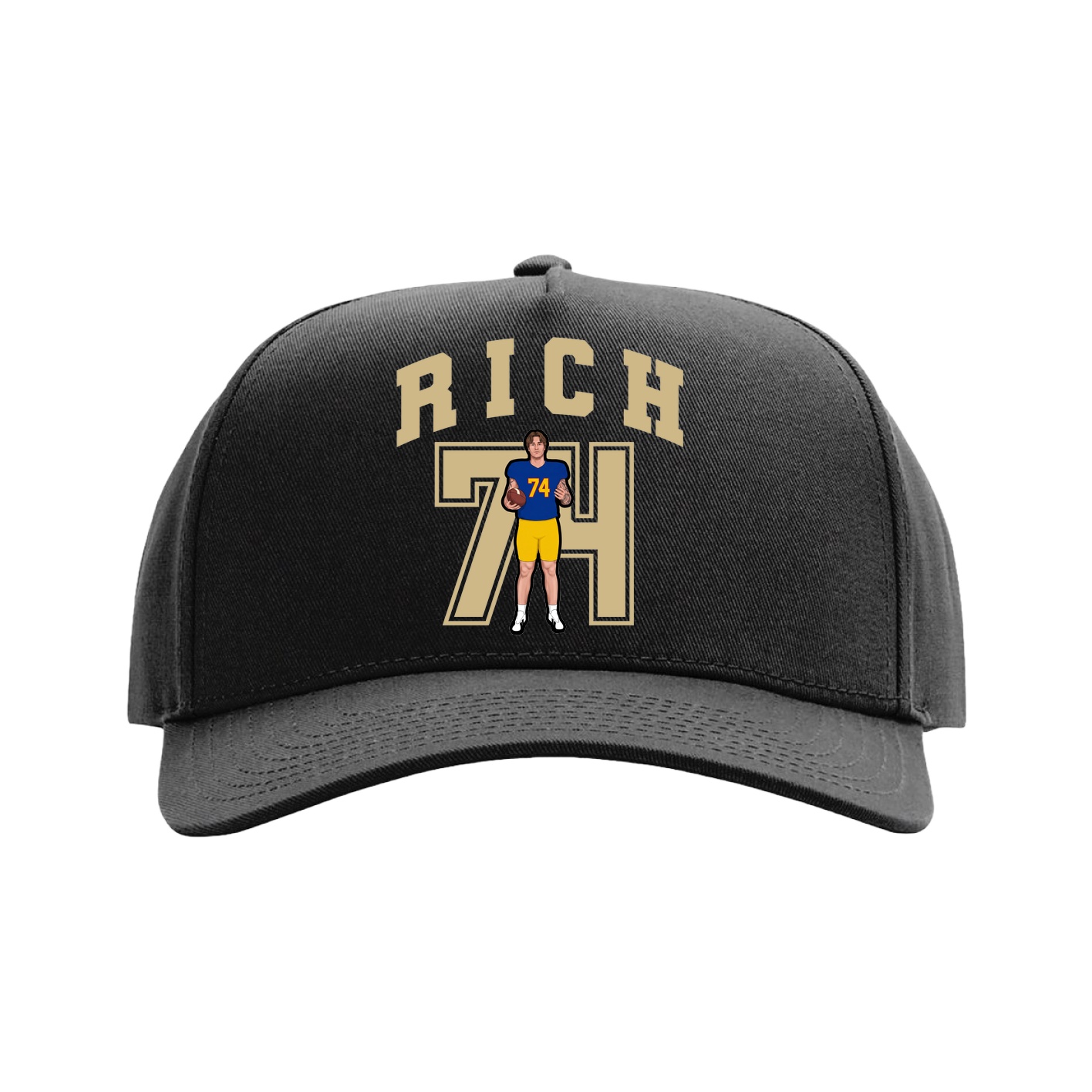 Full Fabric Five-Panel Champ Cap — Number in Black