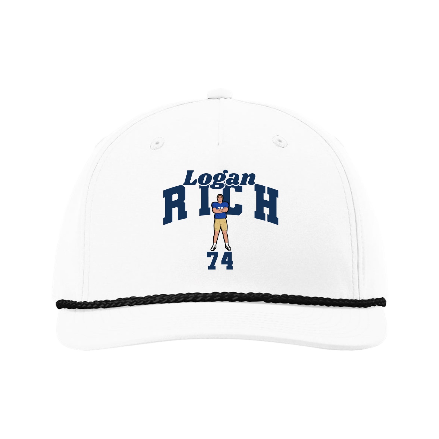 Five-Panel Classic Rope Cap — Signature Arch in White