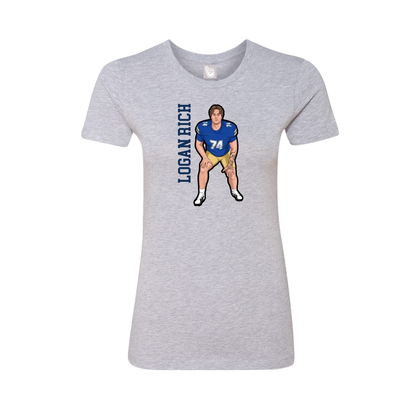 Fitted Women's Tee — Name Vertical in Grey