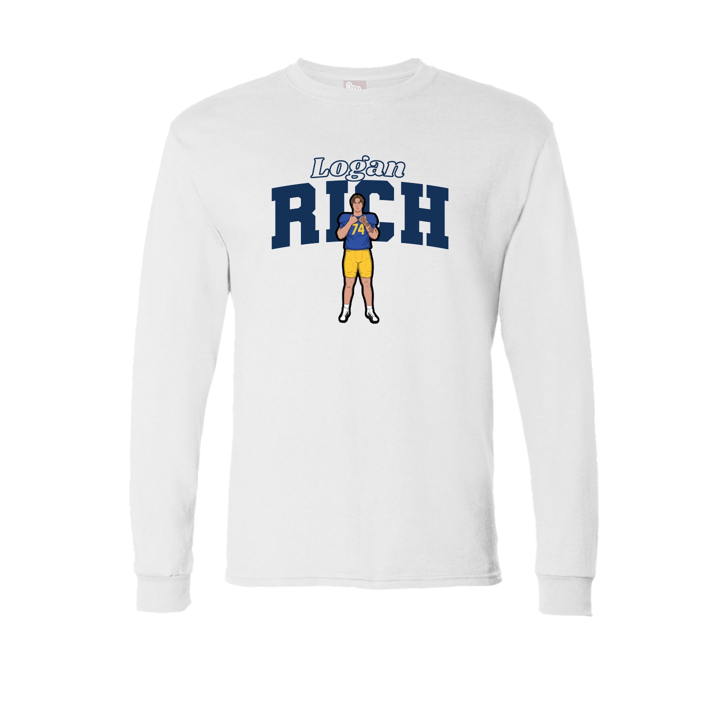 Long Sleeve Tee — Name Arch in White