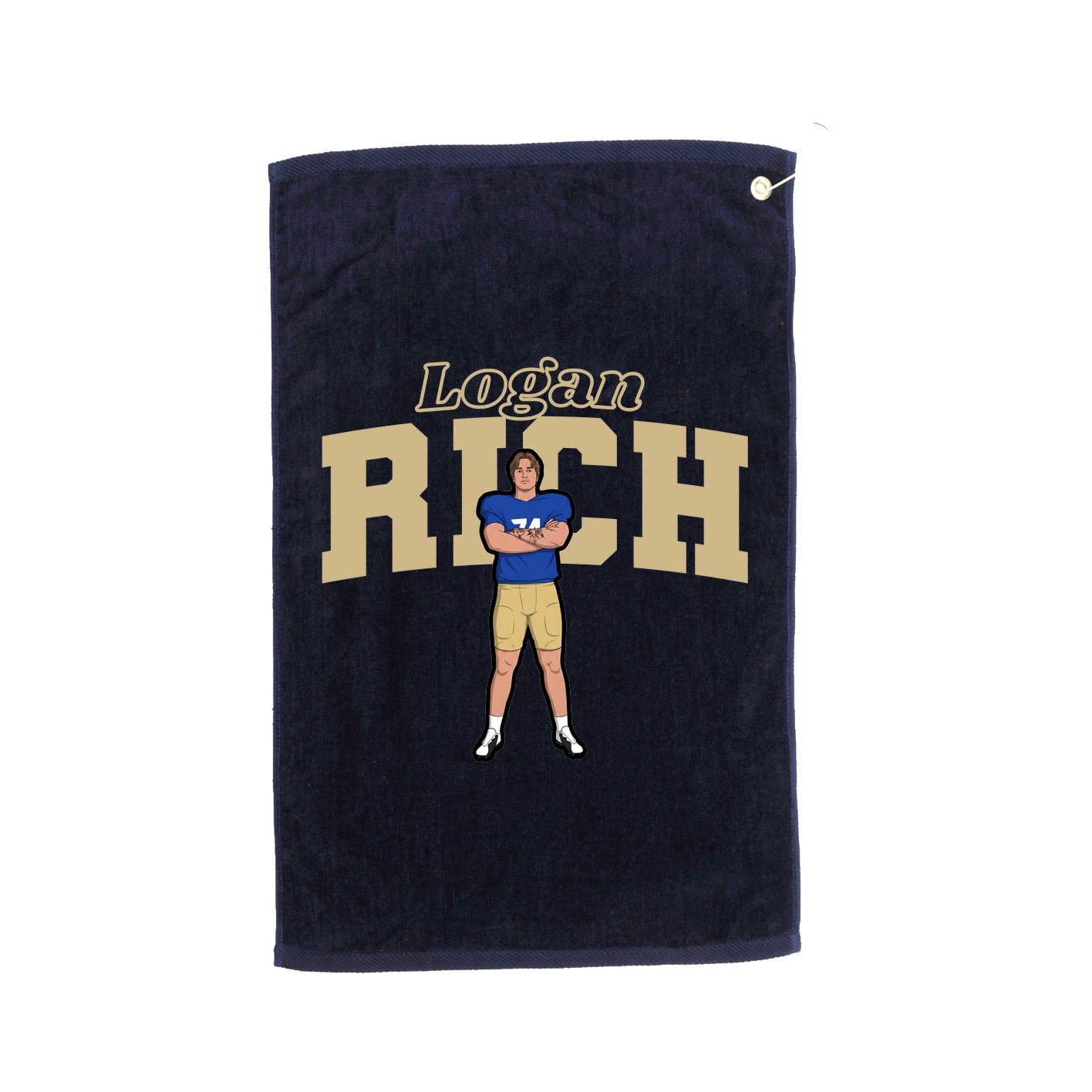 Golf Towel — Name Arch in Navy