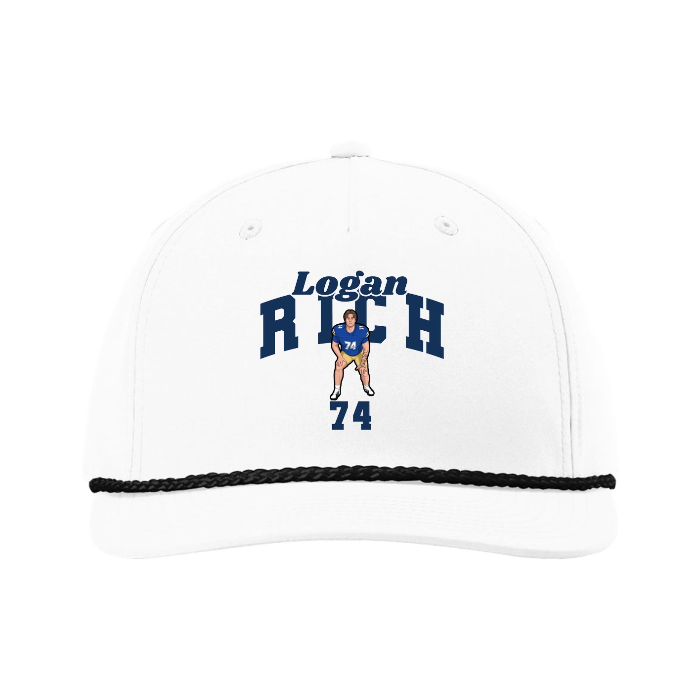 Five-Panel Classic Rope Cap — Signature Arch in White
