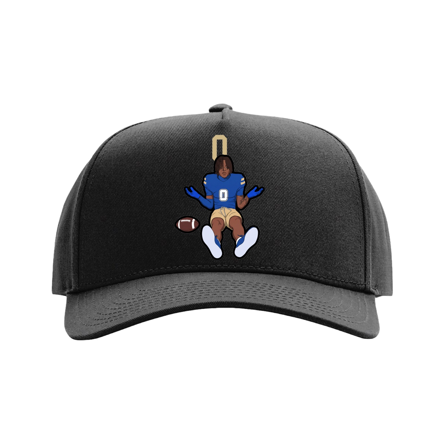 Full Fabric Five-Panel Champ Cap — Number Top in Black