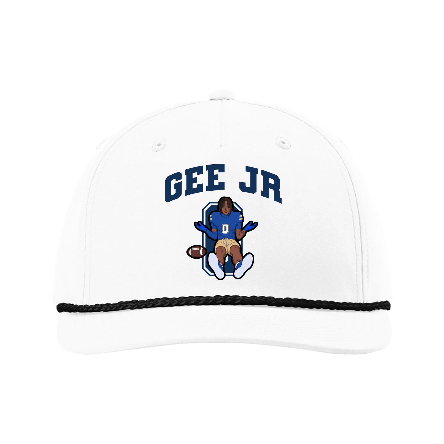 Five-Panel Classic Rope Cap — Number in White