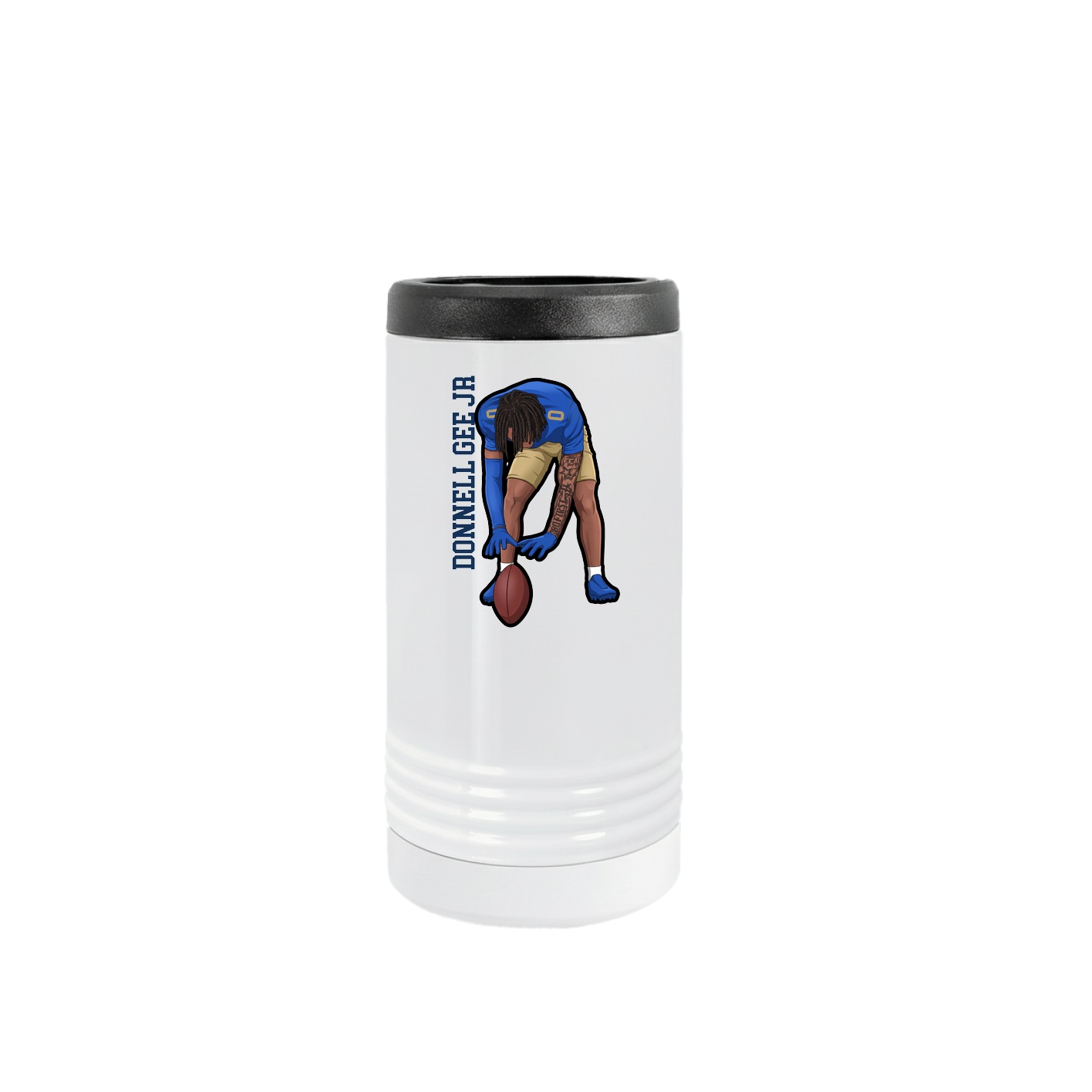 Slim Beverage Holder — Name Vertical in White