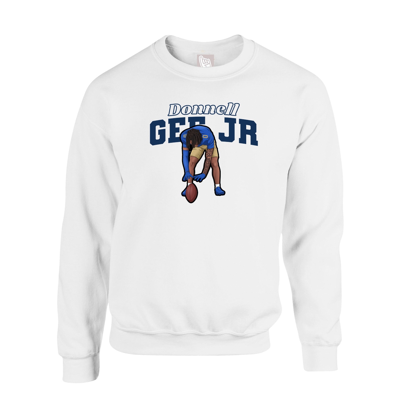 Fleece Crew — Name Arch in White