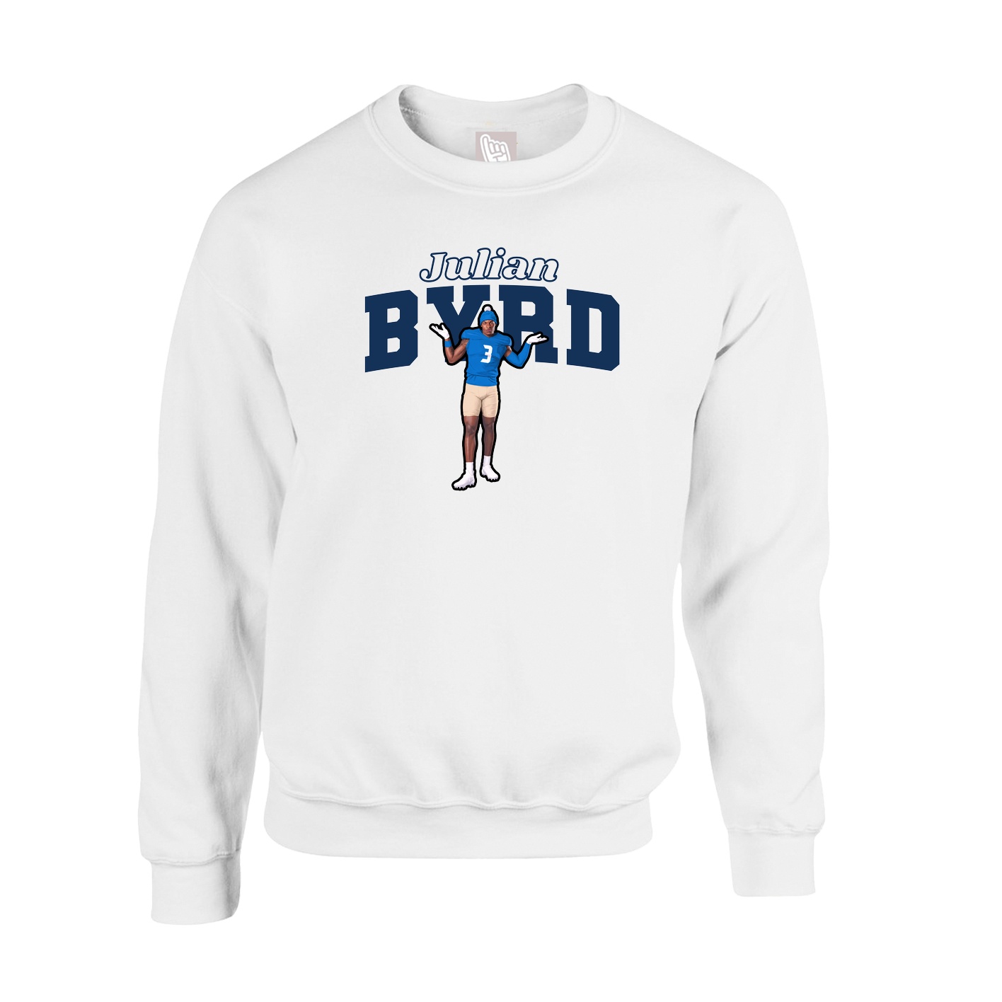 Fleece Crew — Name Arch in White