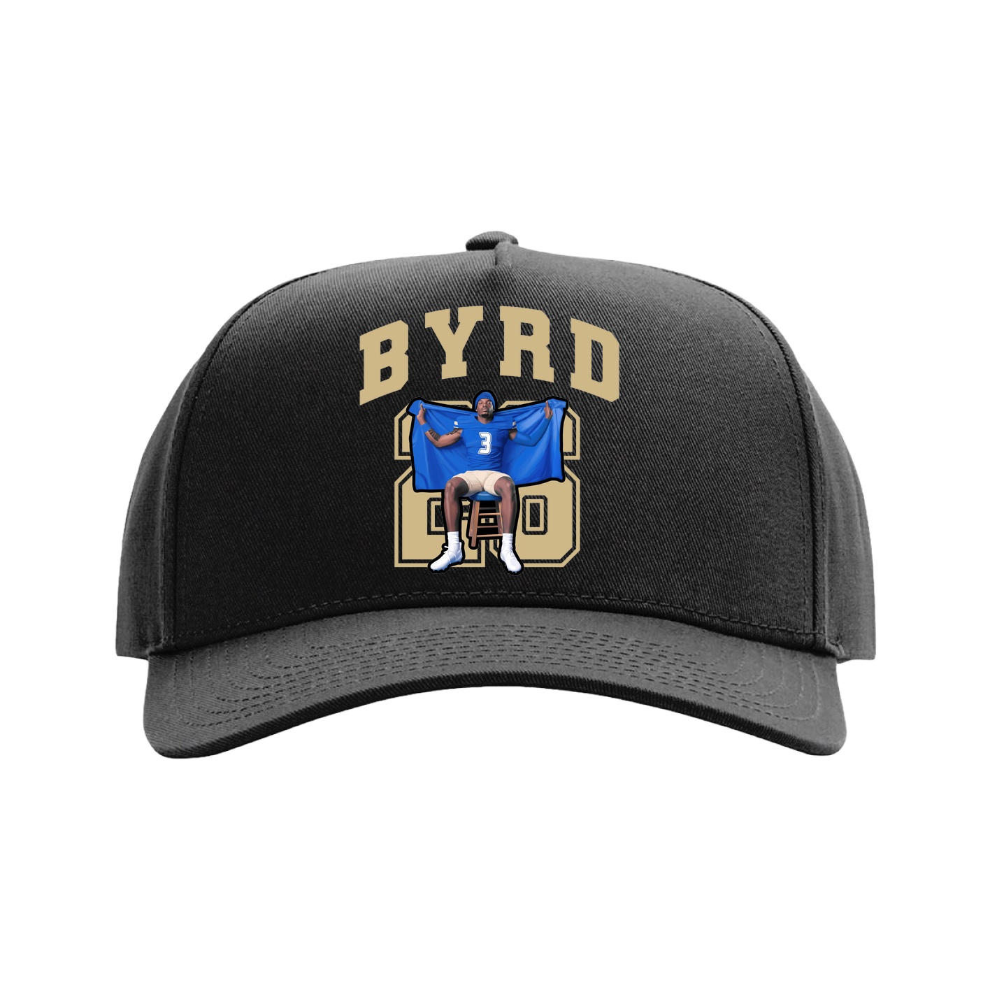 Full Fabric Five-Panel Champ Cap — Number in Black