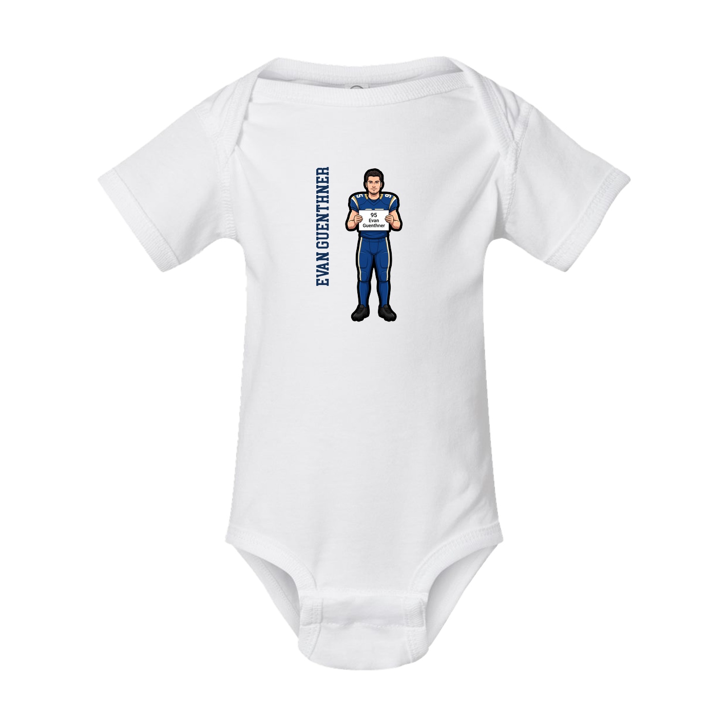 Baby Onesie — Name Vertical in White