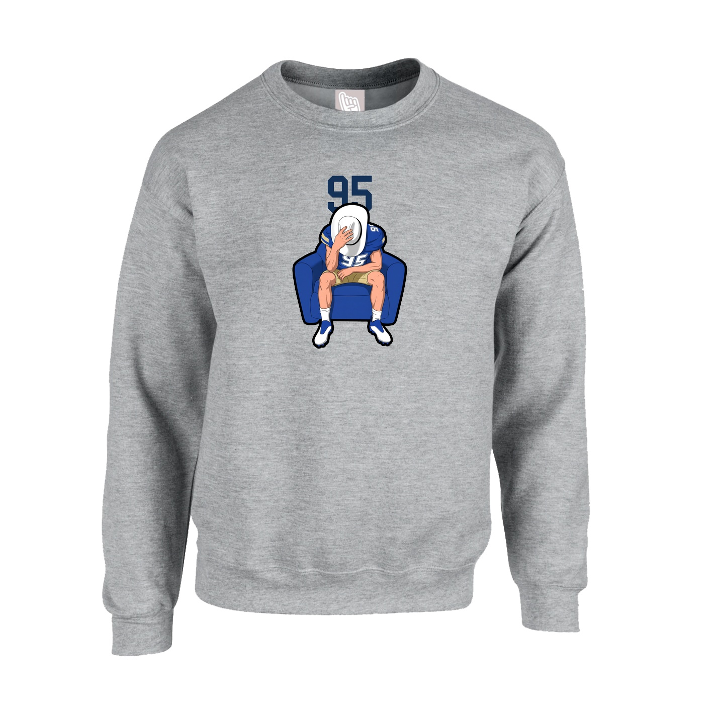 Fleece Crew — Number Top in Grey