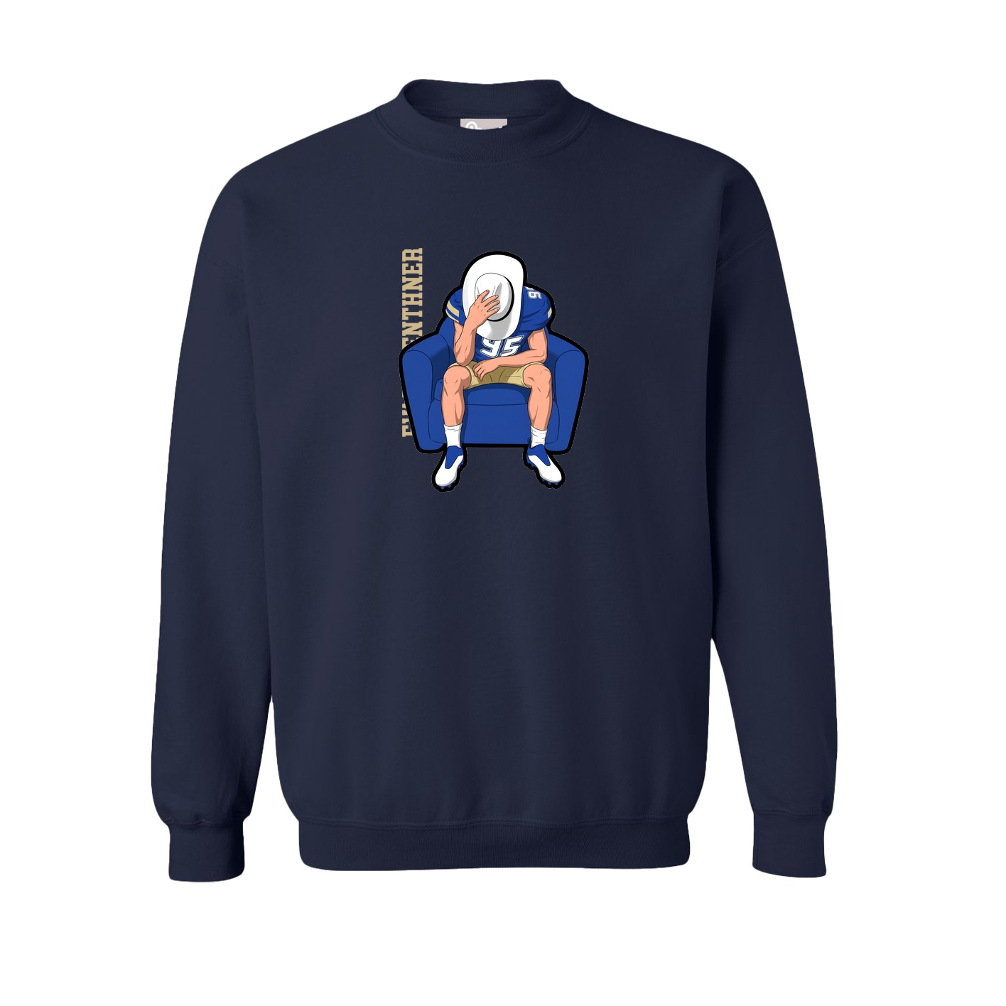 Fleece Crew — Name Vertical in Navy