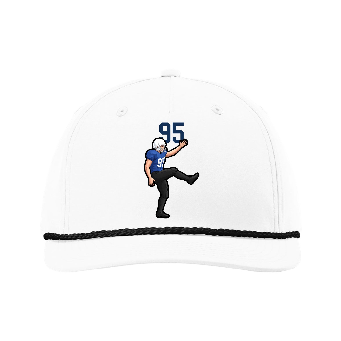 Five-Panel Classic Rope Cap — Number Top in White