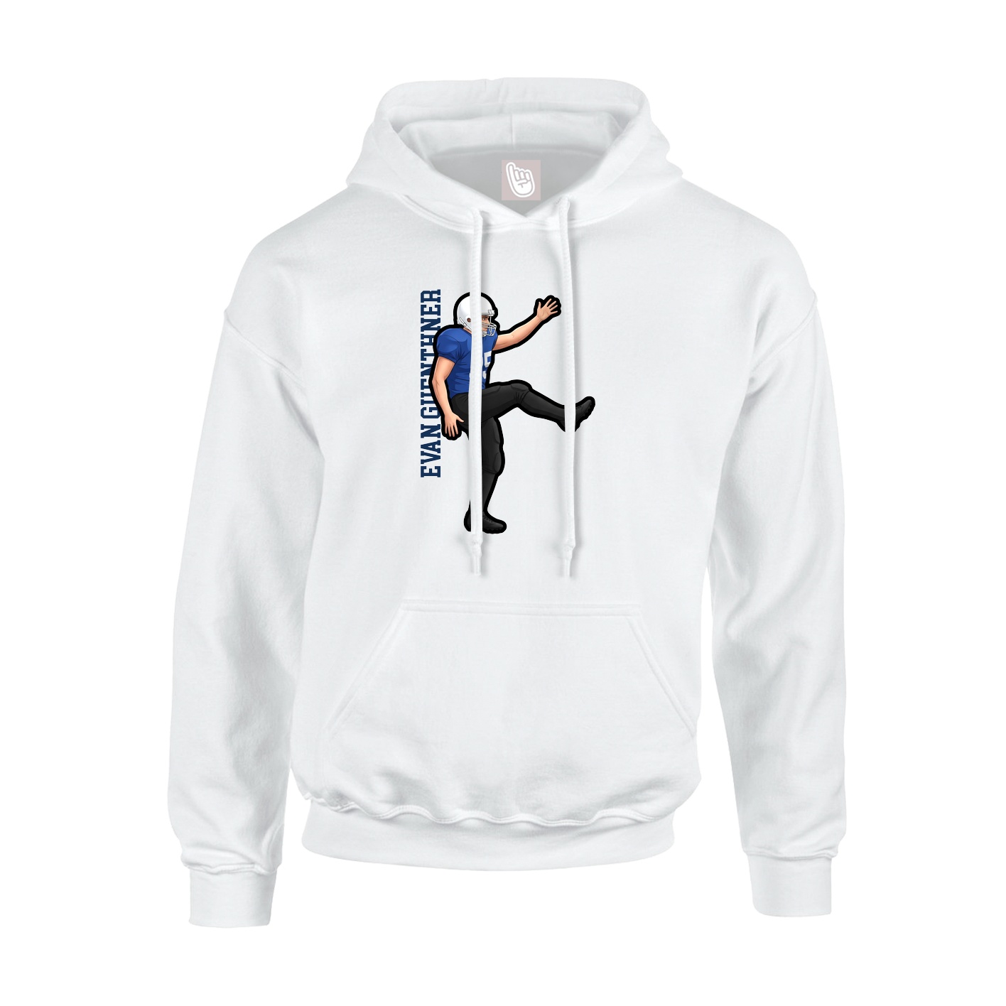 Youth Hoodie — Name Vertical in White