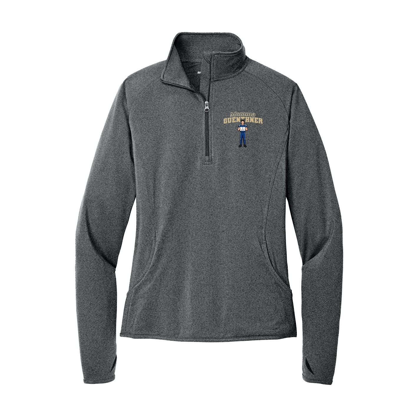 Women's Q-Zip Pullover — Mothers Day Block in Grey