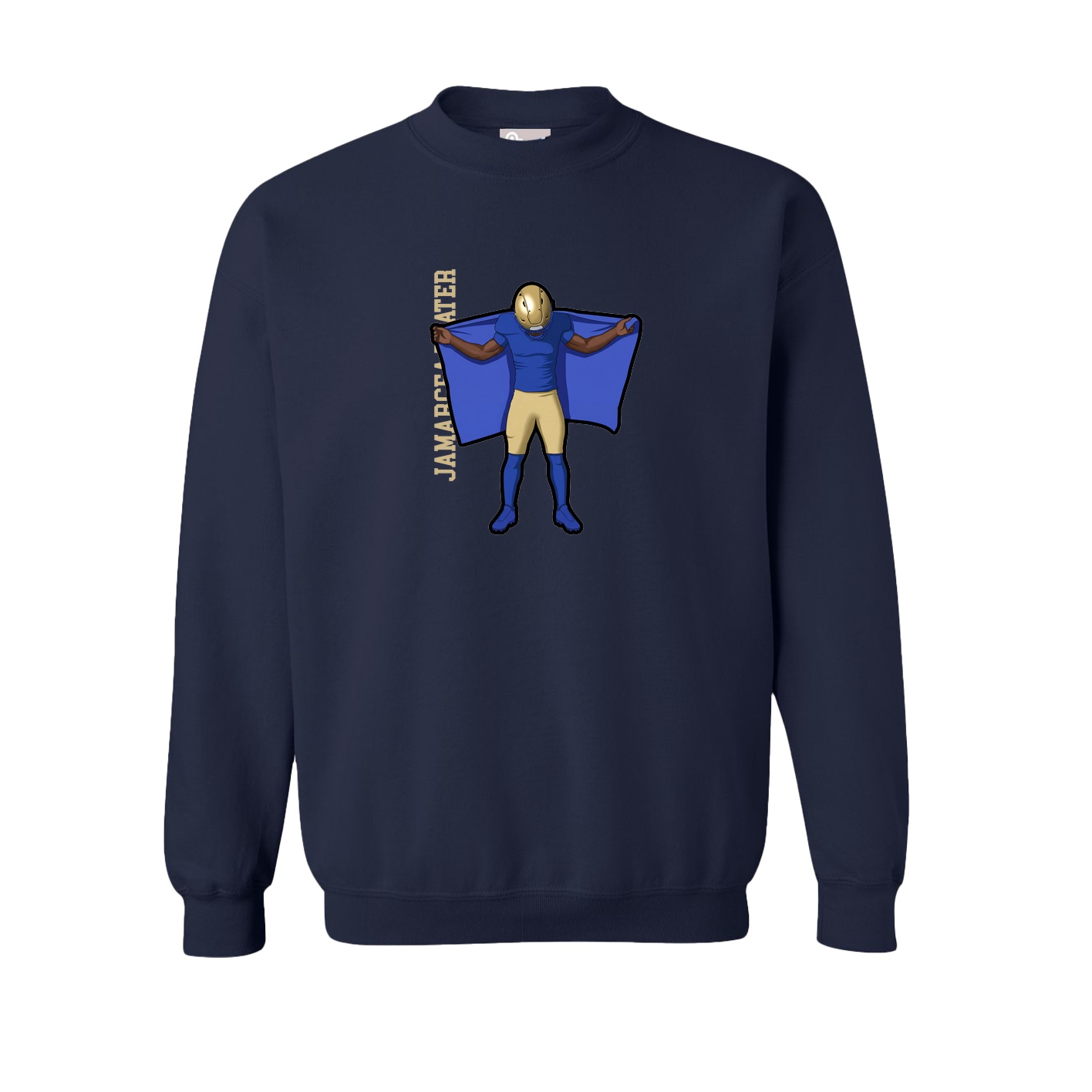 Fleece Crew — Name Vertical in Navy