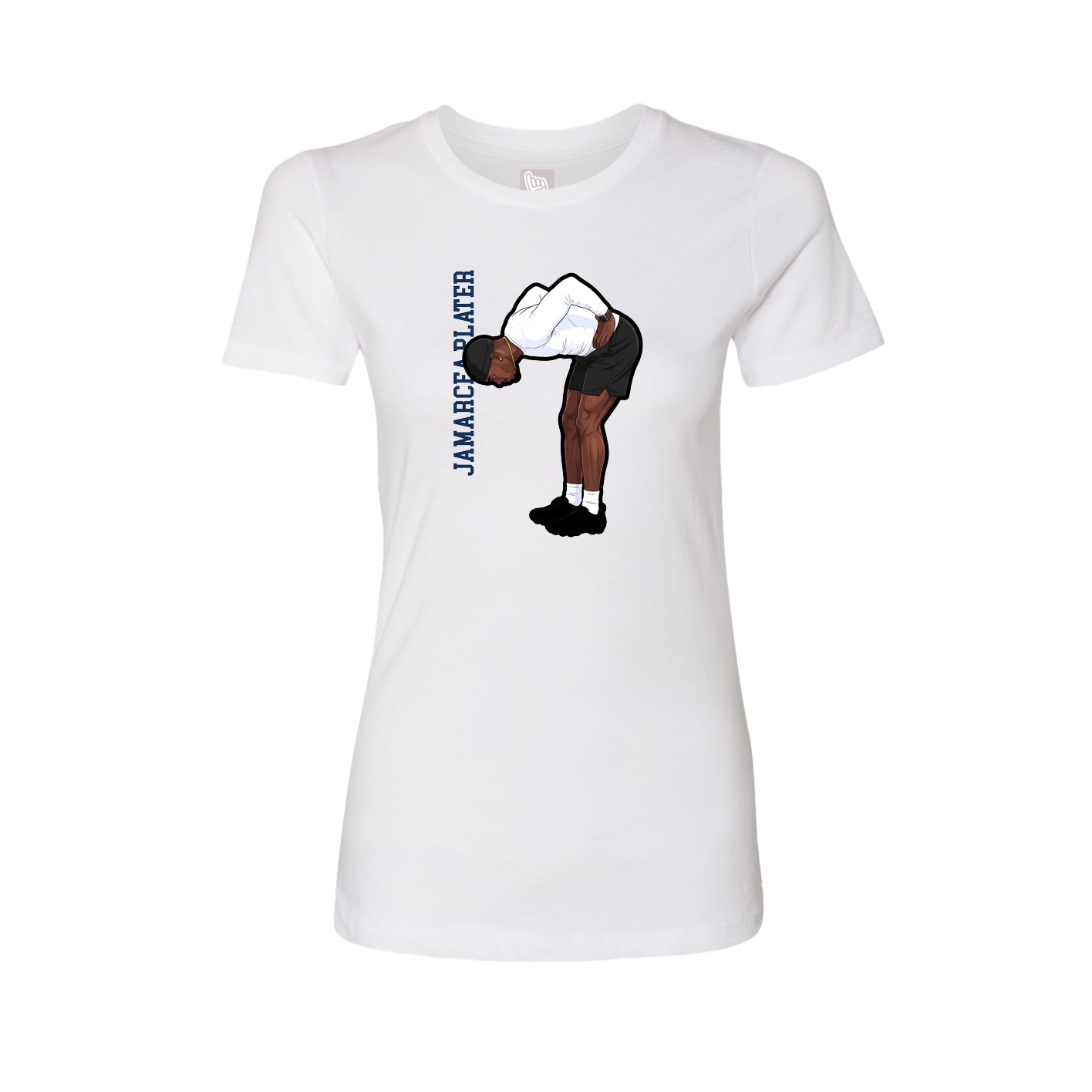 Fitted Women's Tee — Name Vertical in White