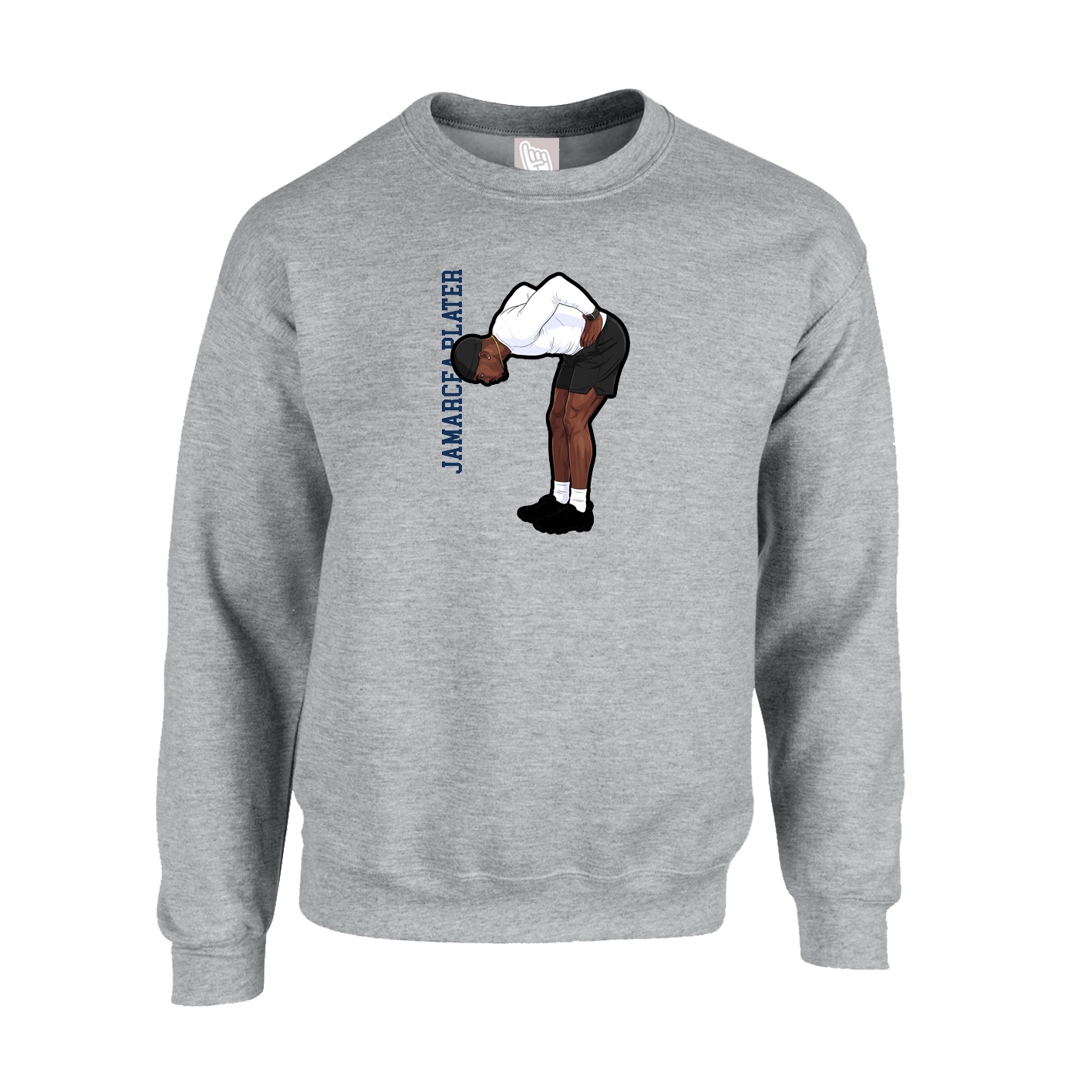 Fleece Crew — Name Vertical in Grey