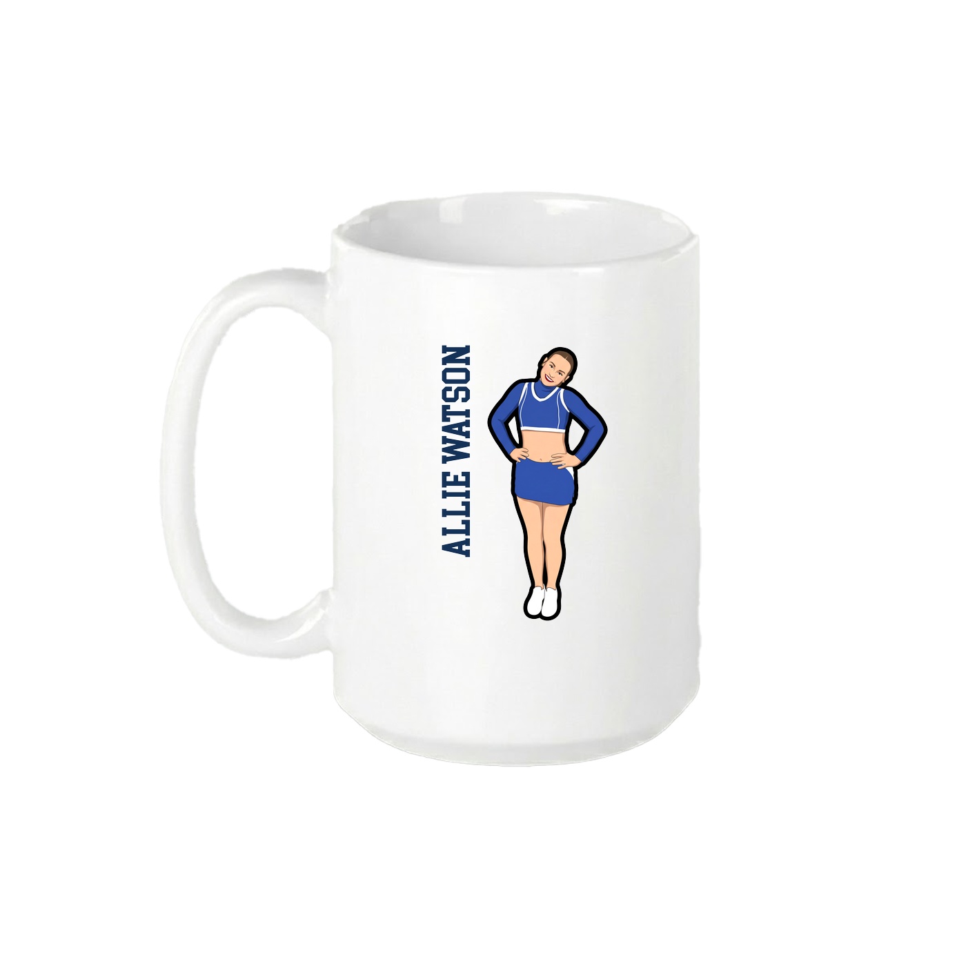 15oz Coffee Mug — Name Vertical in White