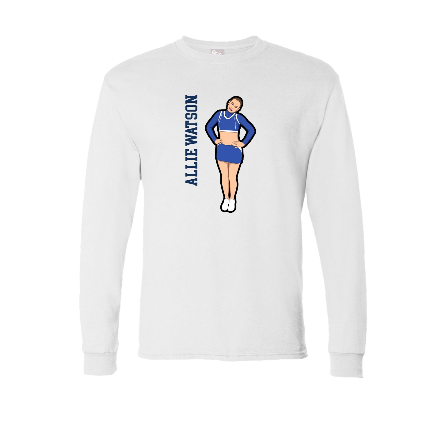 Long Sleeve Tee — Name Vertical in White