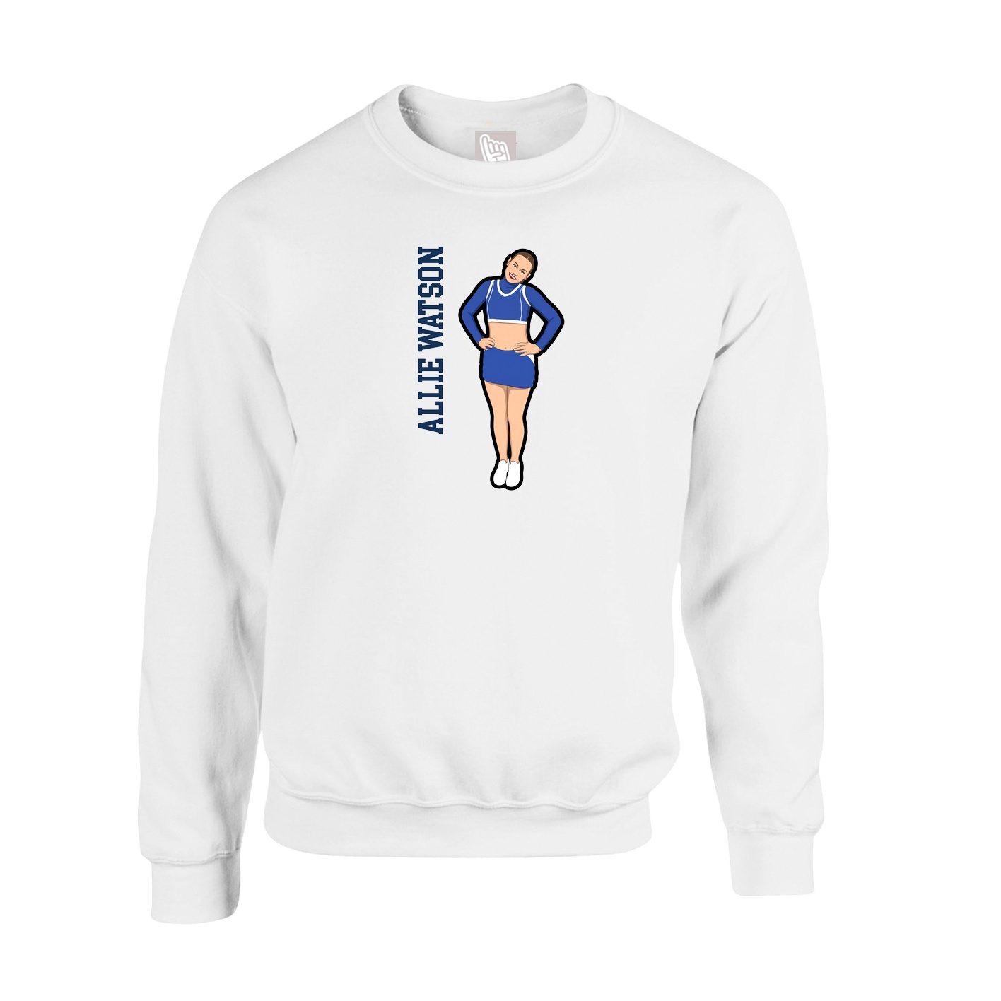 Fleece Crew — Name Vertical in White