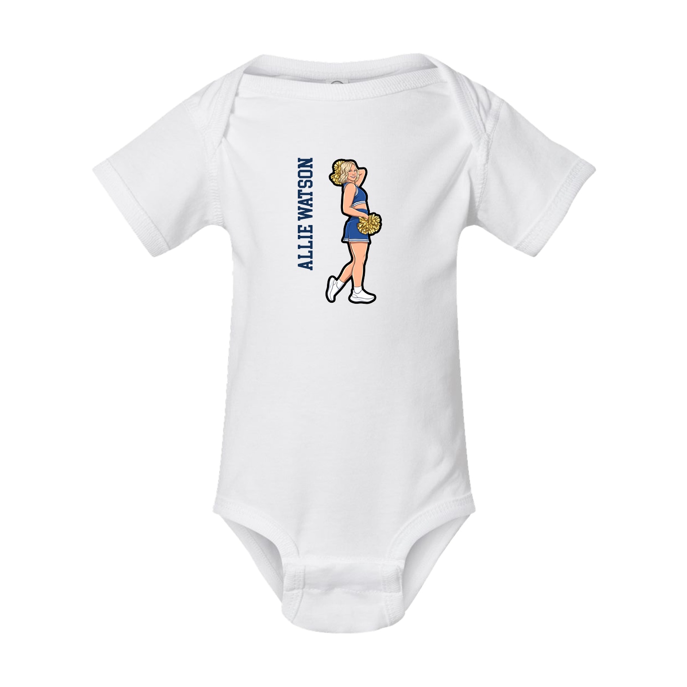 Baby Onesie — Name Vertical in White