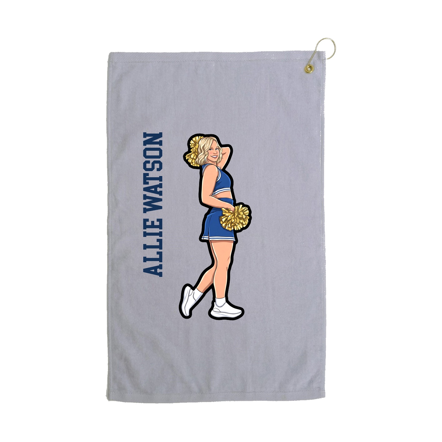 Golf Towel — Name Vertical in Grey