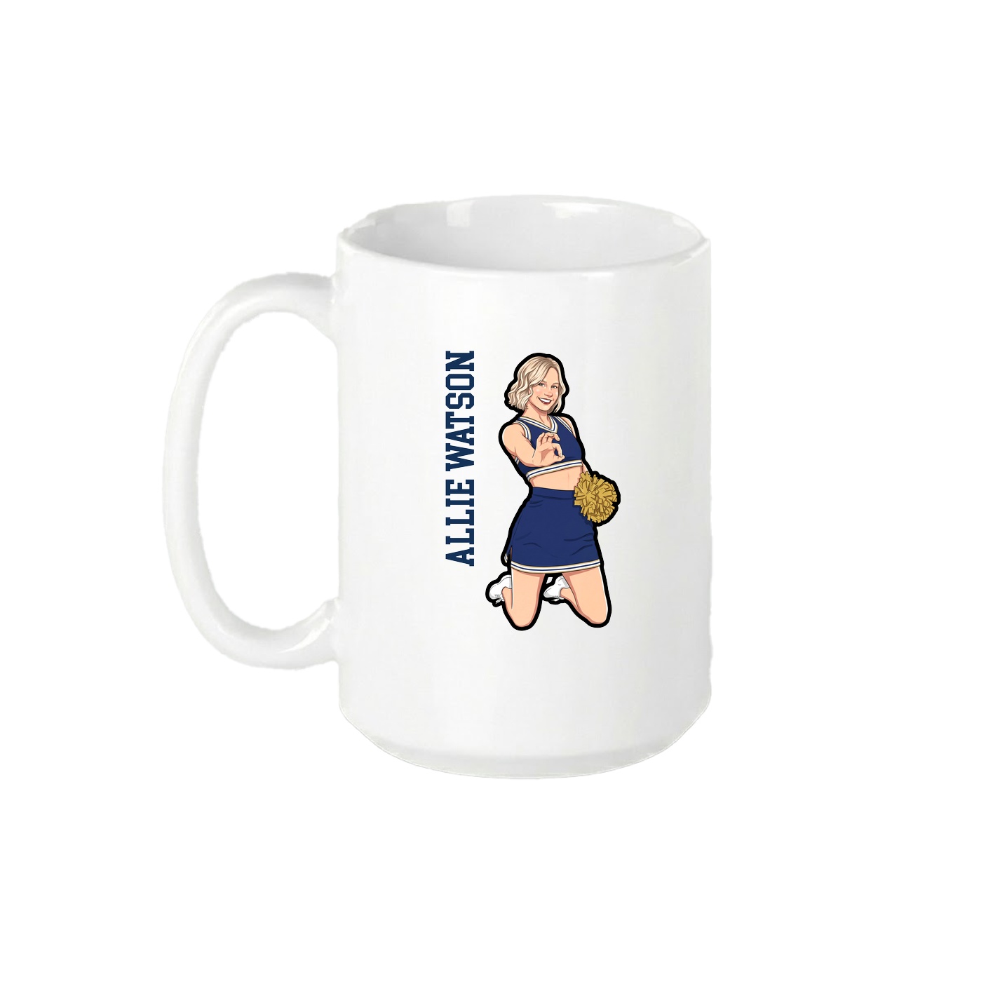 15oz Coffee Mug — Name Vertical in White