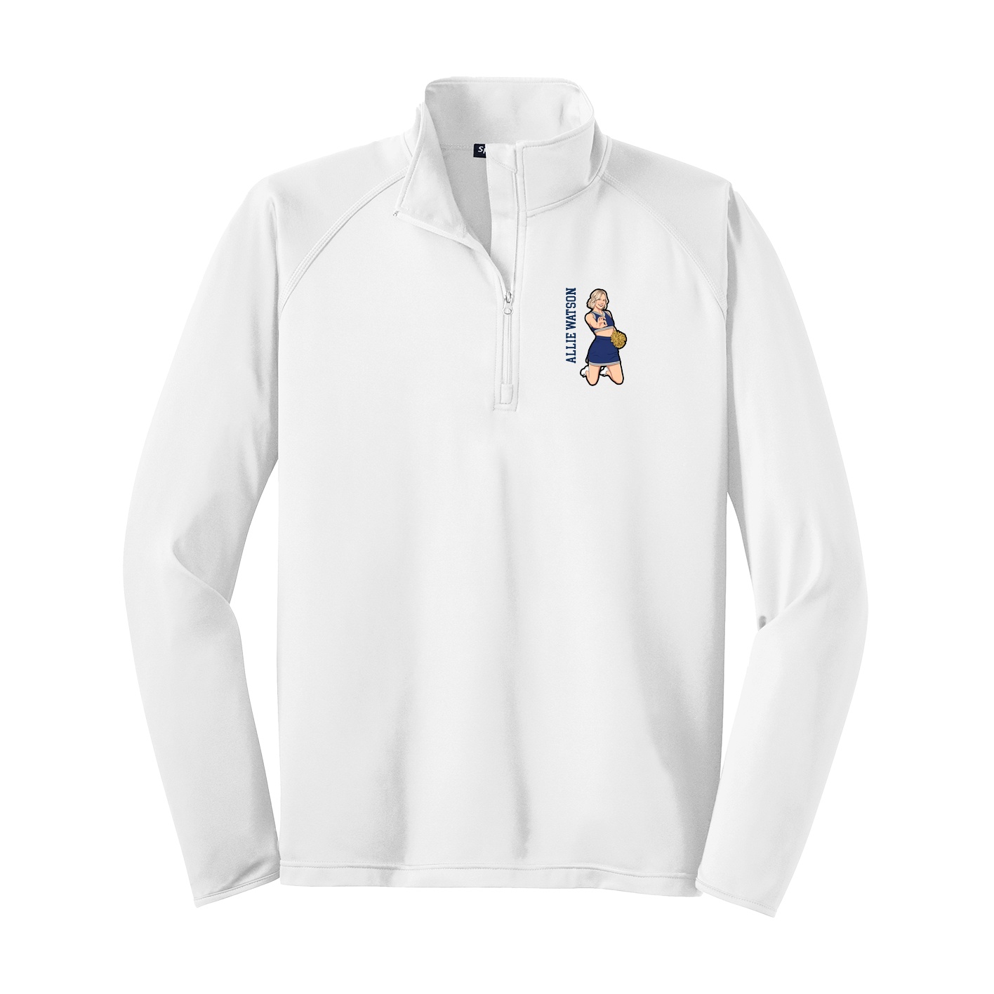 Q-Zip Pullover — Name Vertical in White