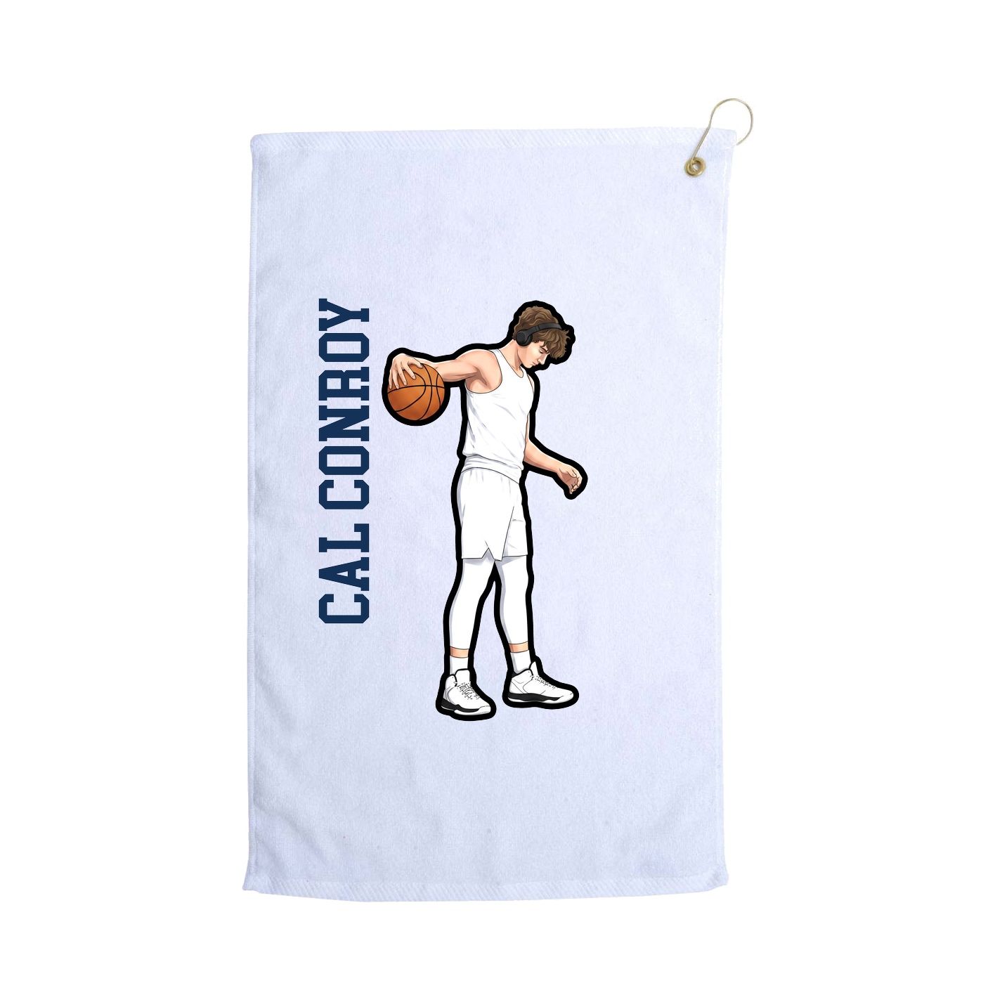 Golf Towel — Name Vertical in White