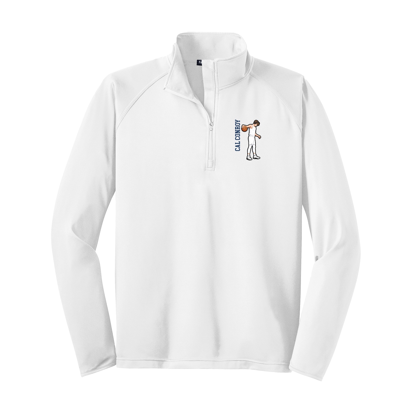 Q-Zip Pullover — Name Vertical in White