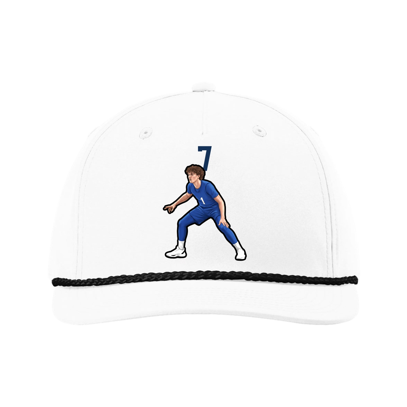 Five-Panel Classic Rope Cap — Number Top in White